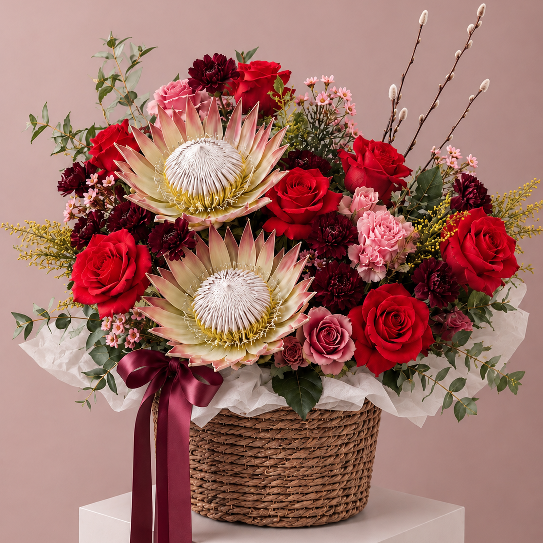 Blush Protea Romance Basket