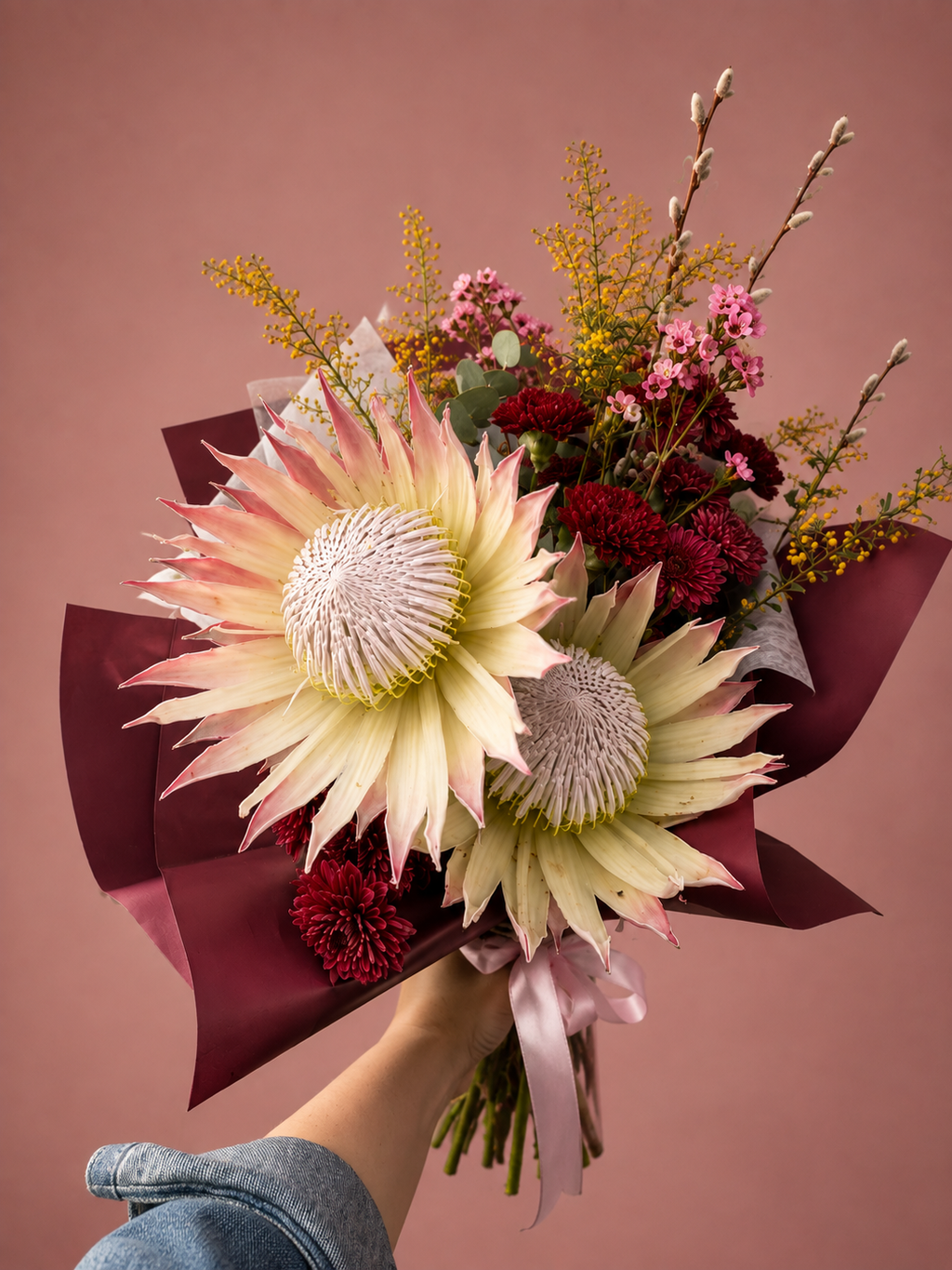 Blush Protea in red