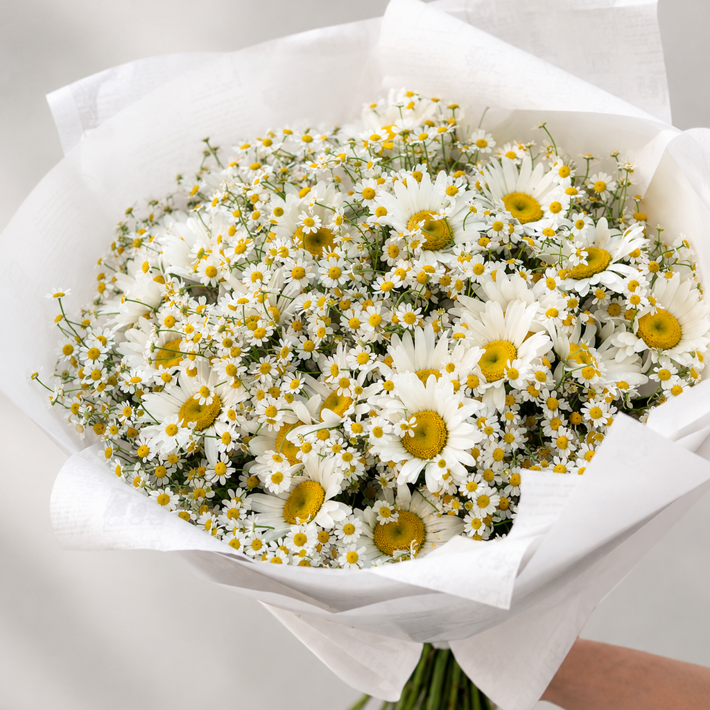 Bright Daisy Bouquet with Chamomile Accents