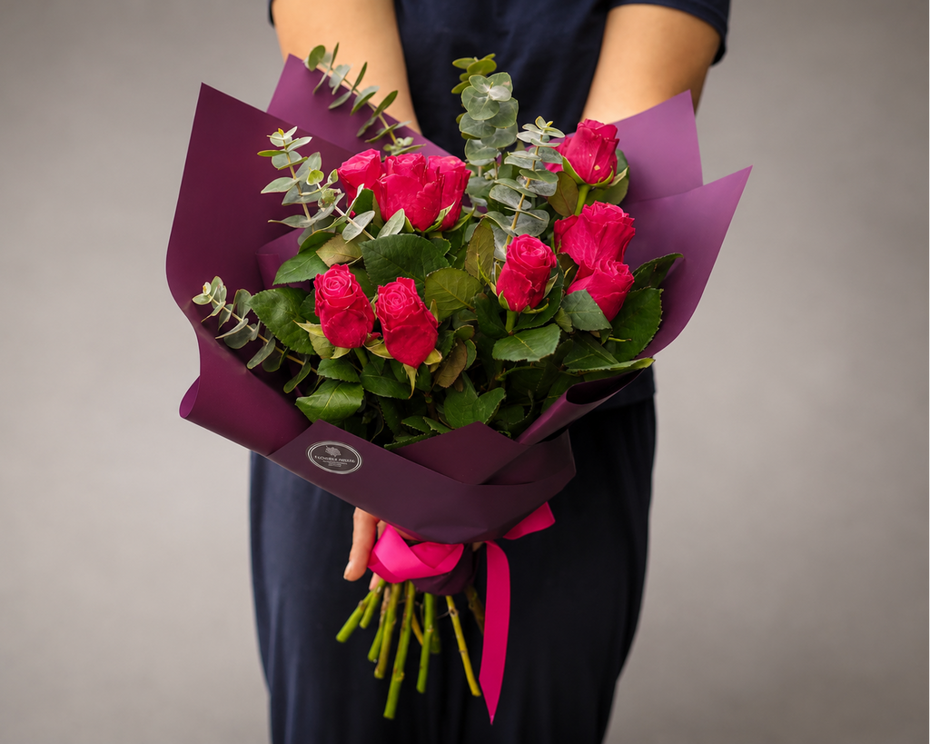 Elegant Rose Bouquet with Eucalyptus