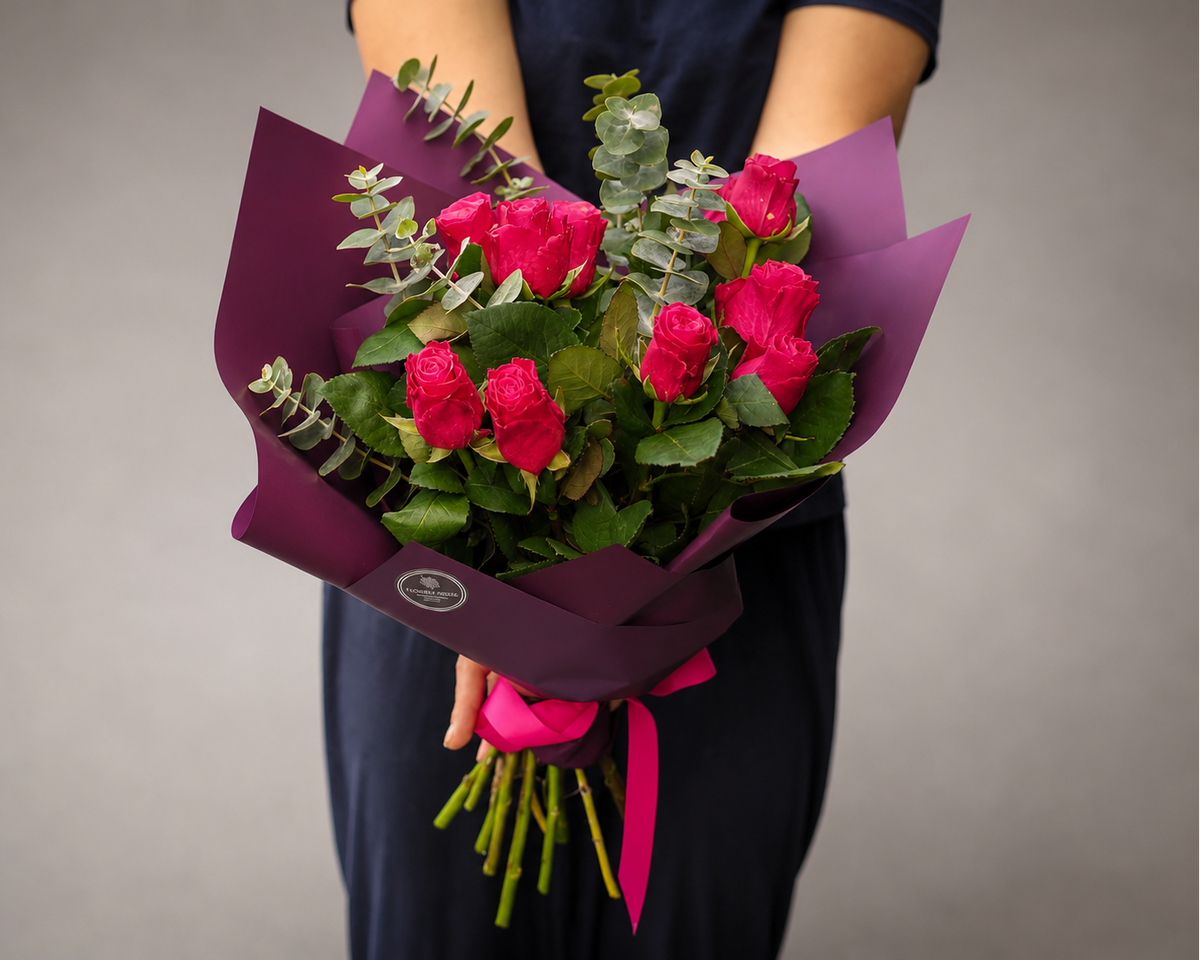 Elegant Rose Bouquet with Eucalyptus