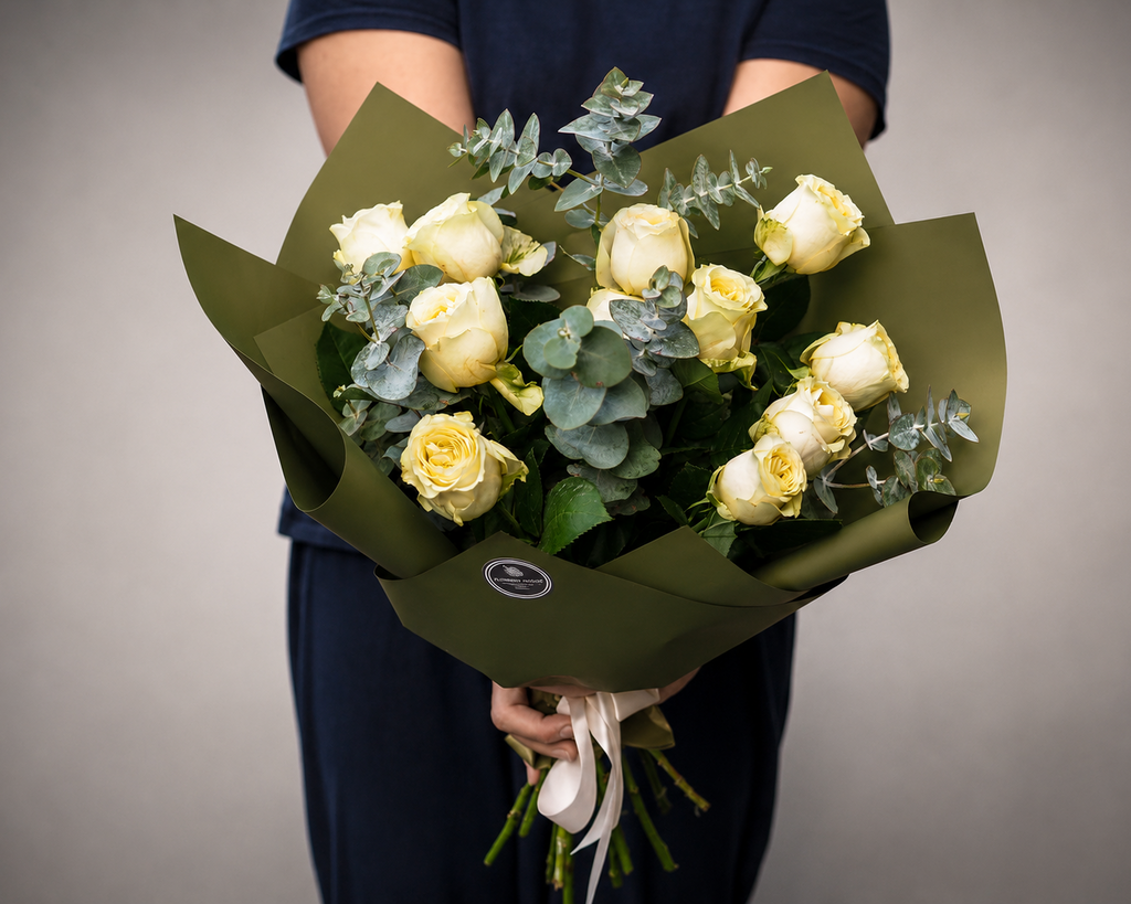 Elegant Rose Bouquet with Eucalyptus