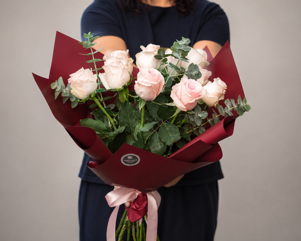 Elegant Rose Bouquet with Eucalyptus