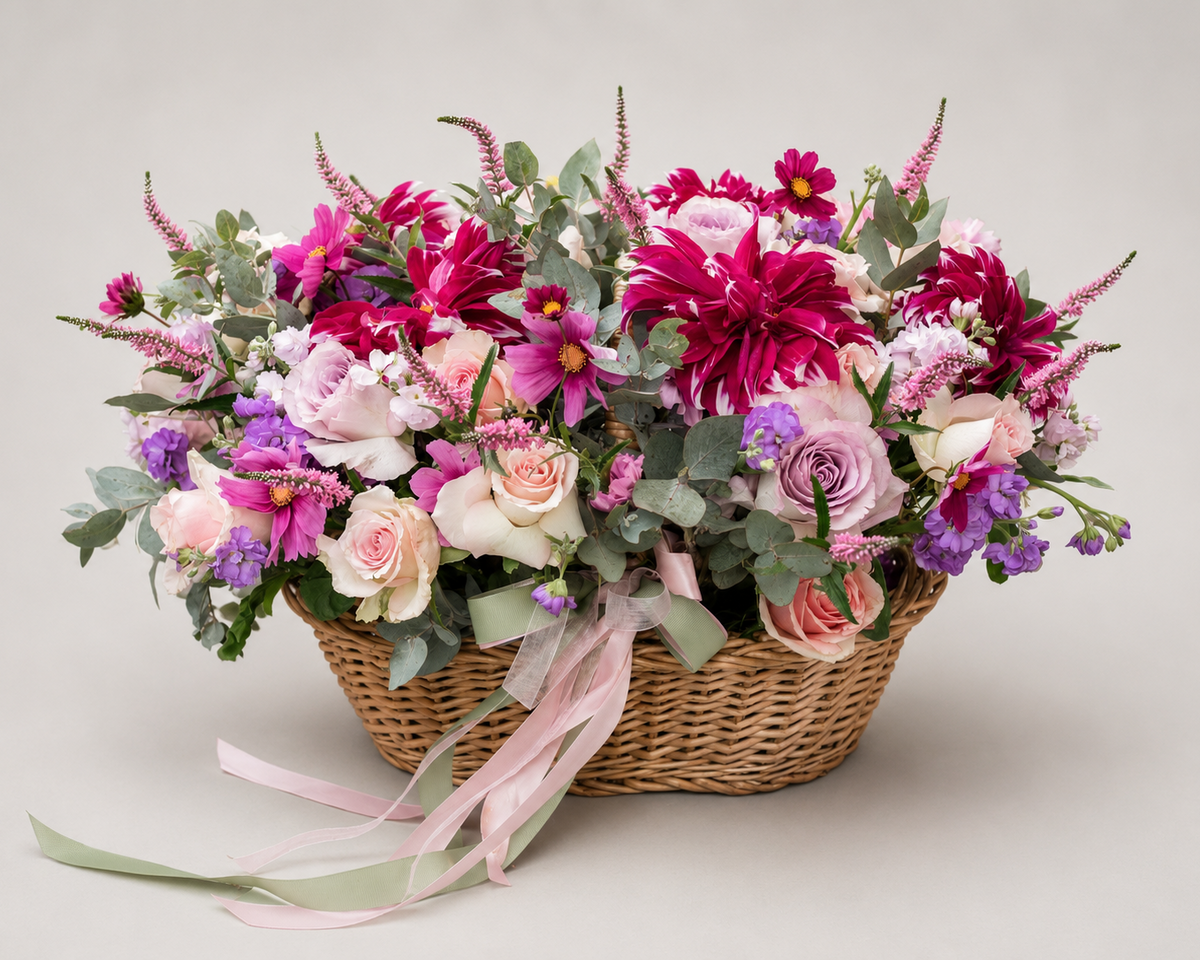 Blush Dahlia Garden Basket