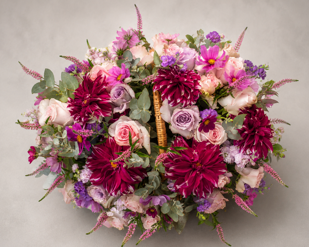 Blush Dahlia Garden Basket