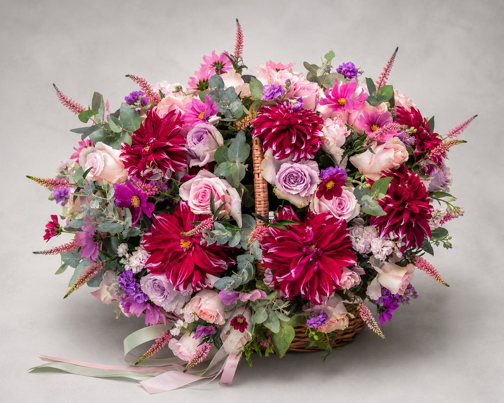 Blush Dahlia Garden Basket