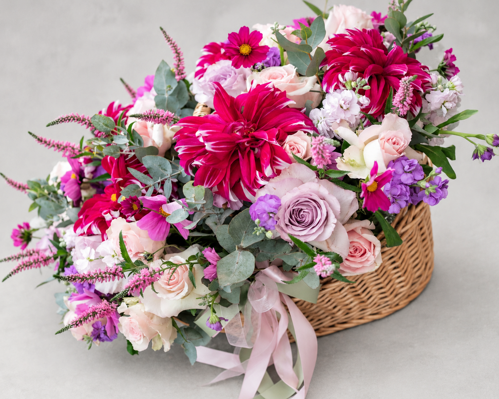 Blush Dahlia Garden Basket