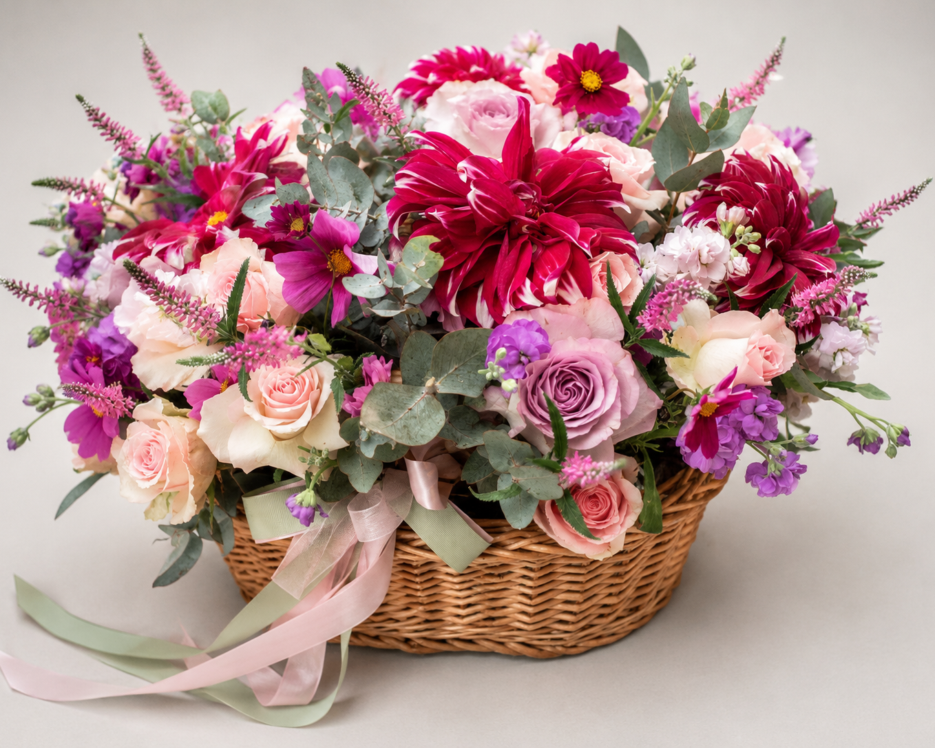 Blush Dahlia Garden Basket
