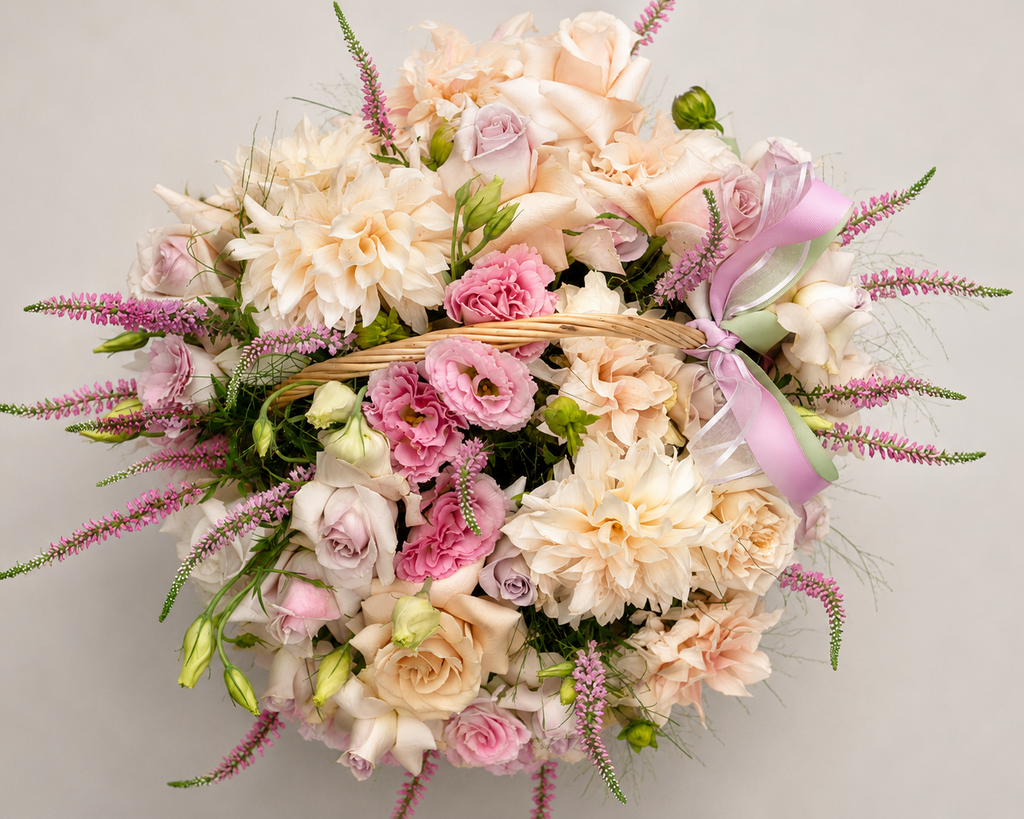 Blush Dahlia Garden Basket