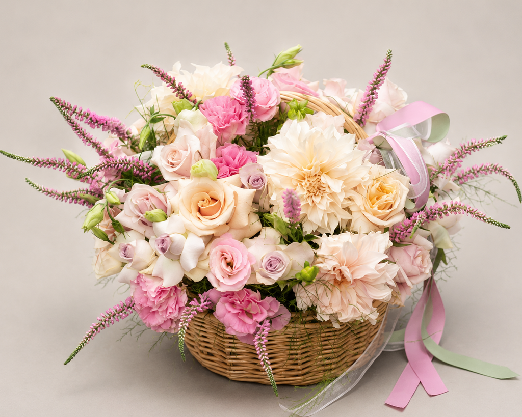 Blush Dahlia Garden Basket