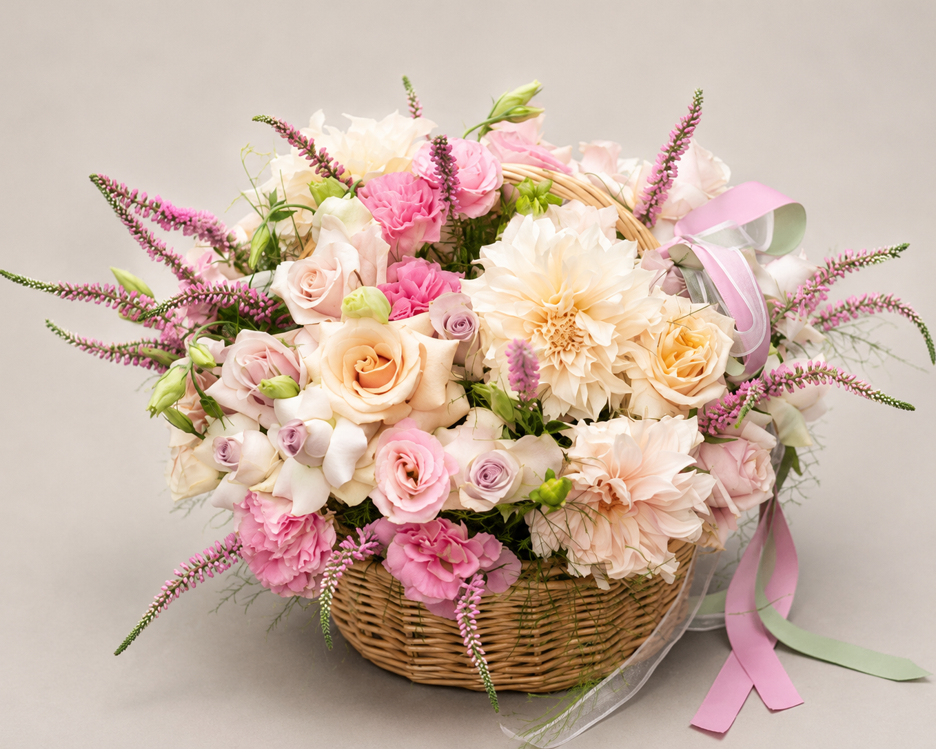 Blush Dahlia Garden Basket