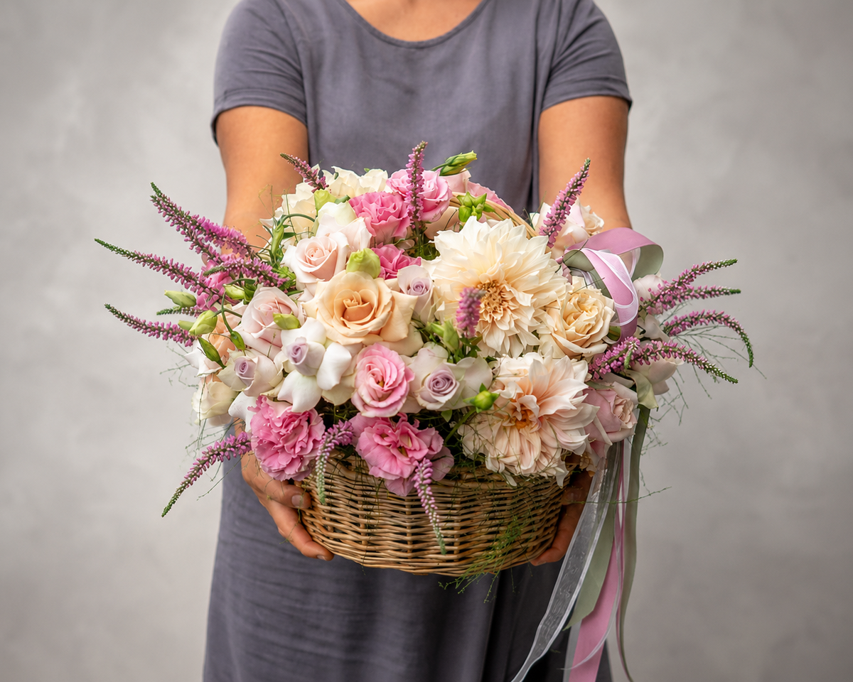 Blush Dahlia Garden Basket