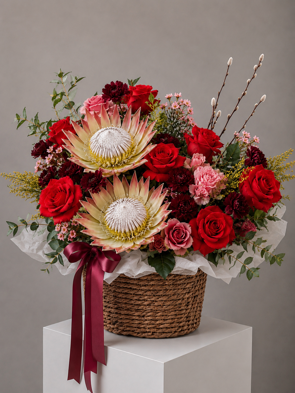 Blush Protea Romance Basket